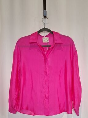 Forte Forte My Shirt Magenta Silk Blend Button-Front Blouse - Women